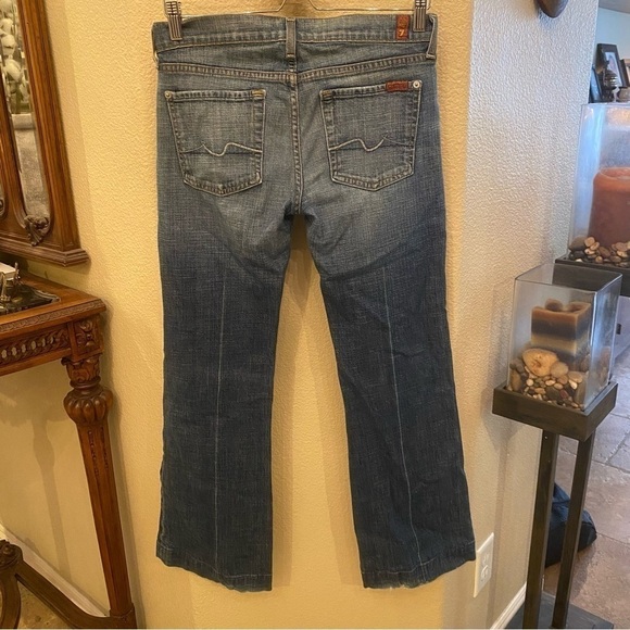 Vintage 7 FOR ALL MINDKIND Women Blue Dojo Jeans Size 28-Fit Small-Made in USA - Picture 1 of 10